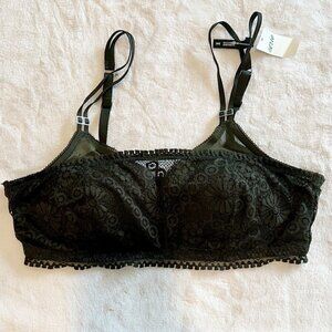 NWT Aerie Dark Green Real Power Wireless Push Up Joy Convertible Lace Bra - 36C